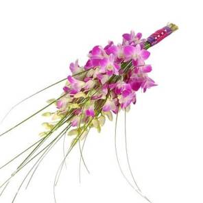 розовый букет невесты из орхидей