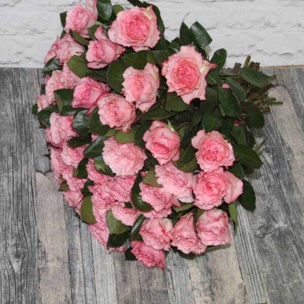 49 розовых пионовидных роз
