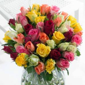51 разноцветная роза 40 см